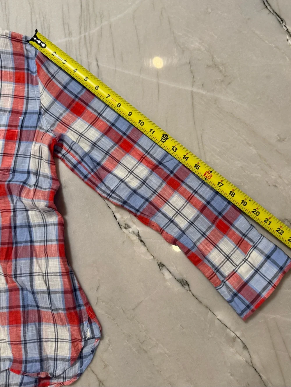 J Crew Factory Women’s Small Blue Red Plaid Gauze Cotton Popover Long Sleeve Top